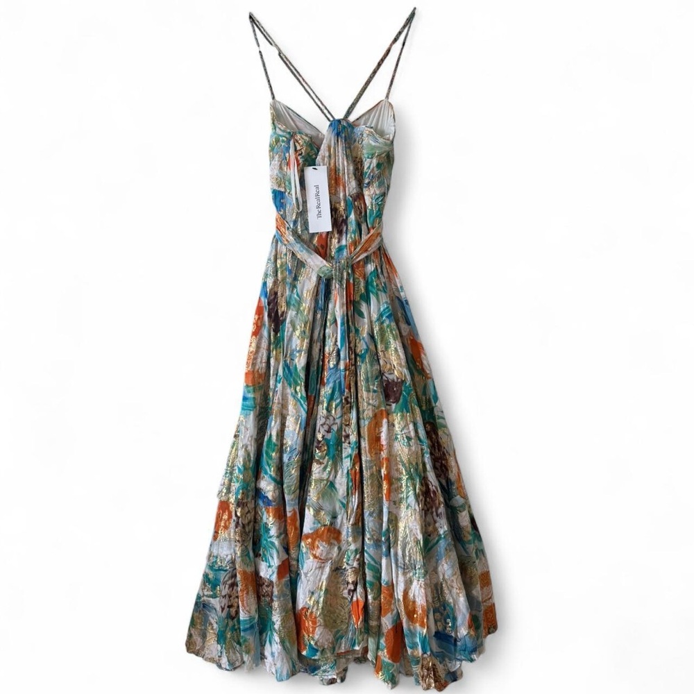Diane von Furstenberg Silk Metallic Midi Dress • Size 4 - Picture 5 of 8